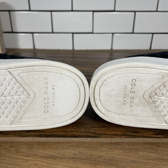 Cole Haan GrandPro Spectator Womens Size 6 Shoes Black Woven Suede Slip On - Picture 8 of 13